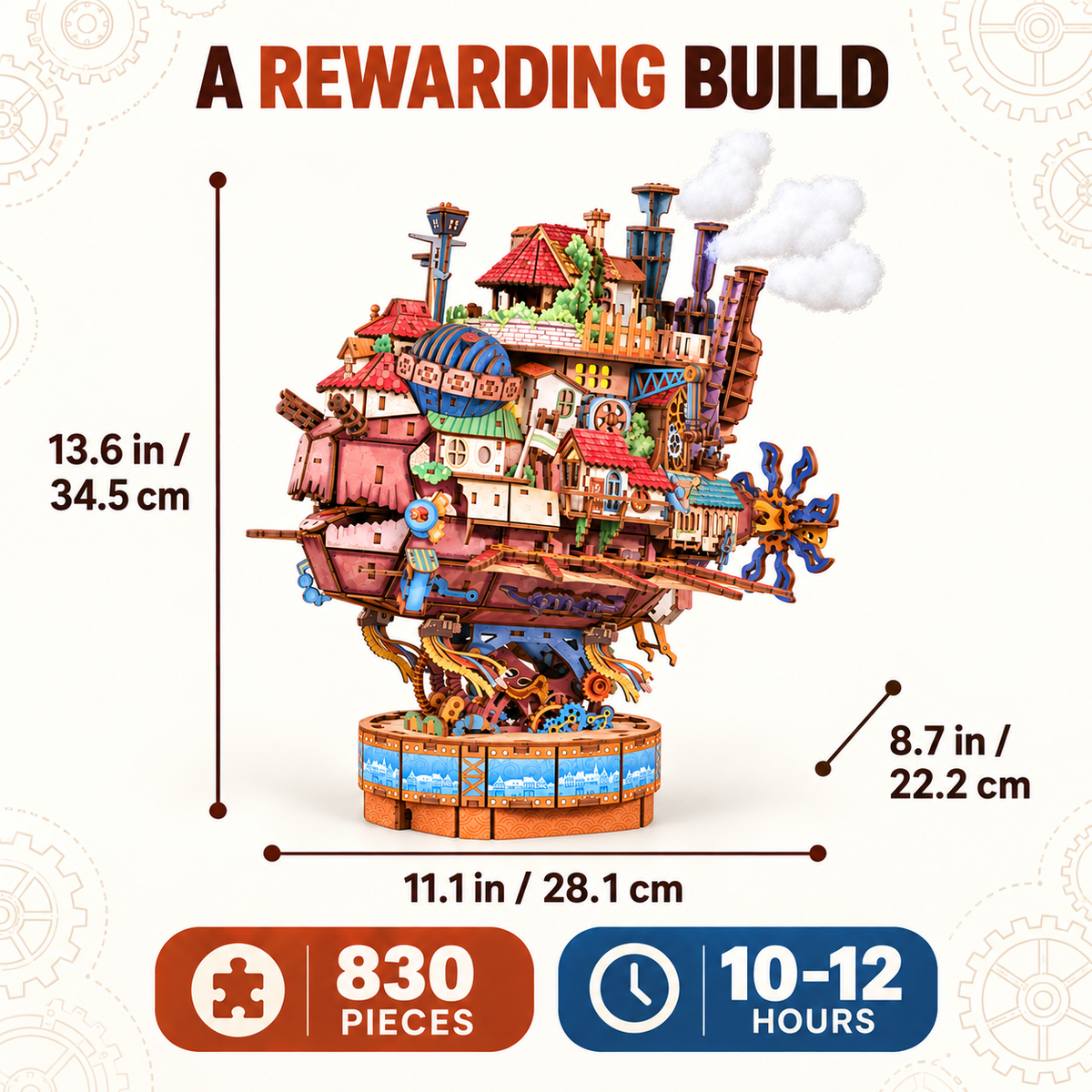 3D Wooden Puzzle Kit – Walking Castle, 830 Pieces | Gift for Puzzle Lovers
