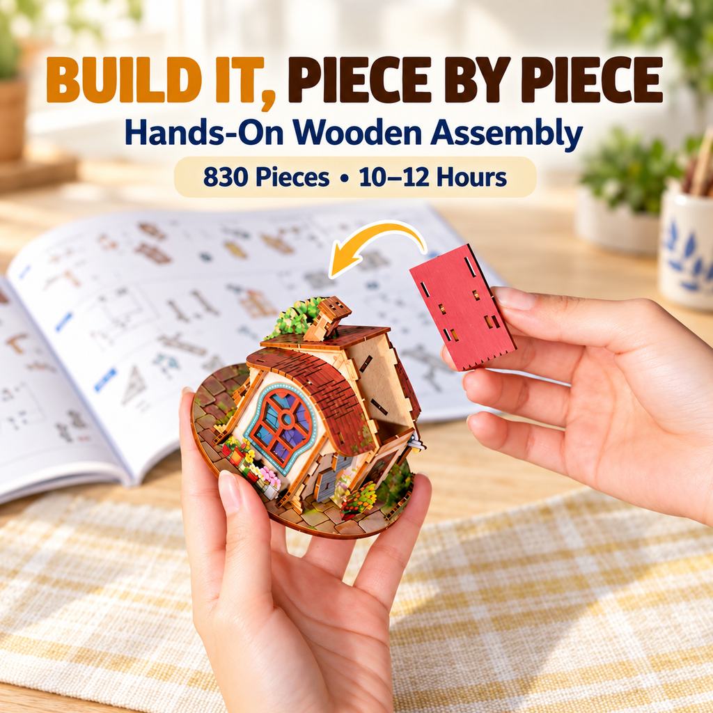 3D Wooden Puzzle Kit – Walking Castle, 830 Pieces | Gift for Puzzle Lovers