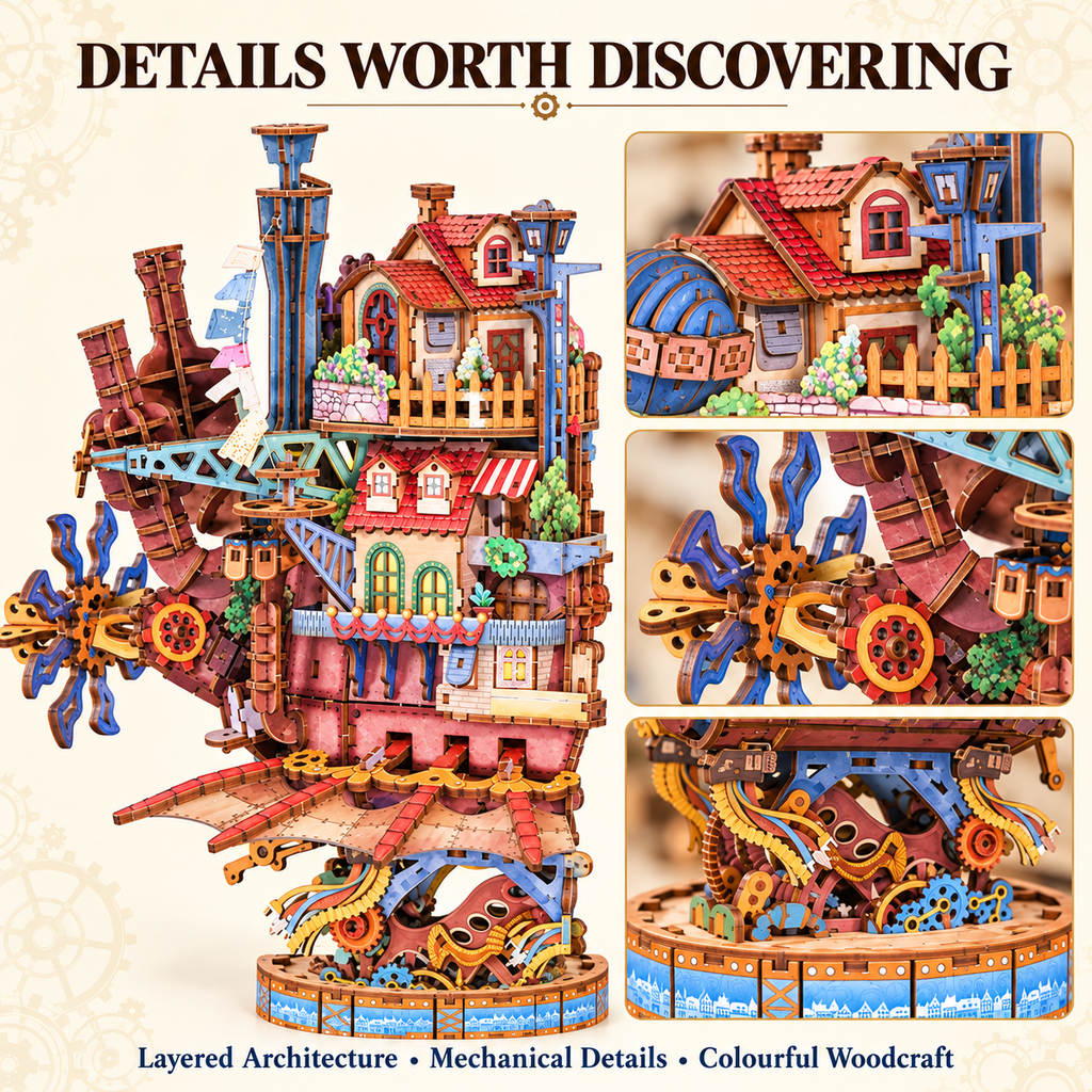 3D Wooden Puzzle Kit – Walking Castle, 830 Pieces | Gift for Puzzle Lovers