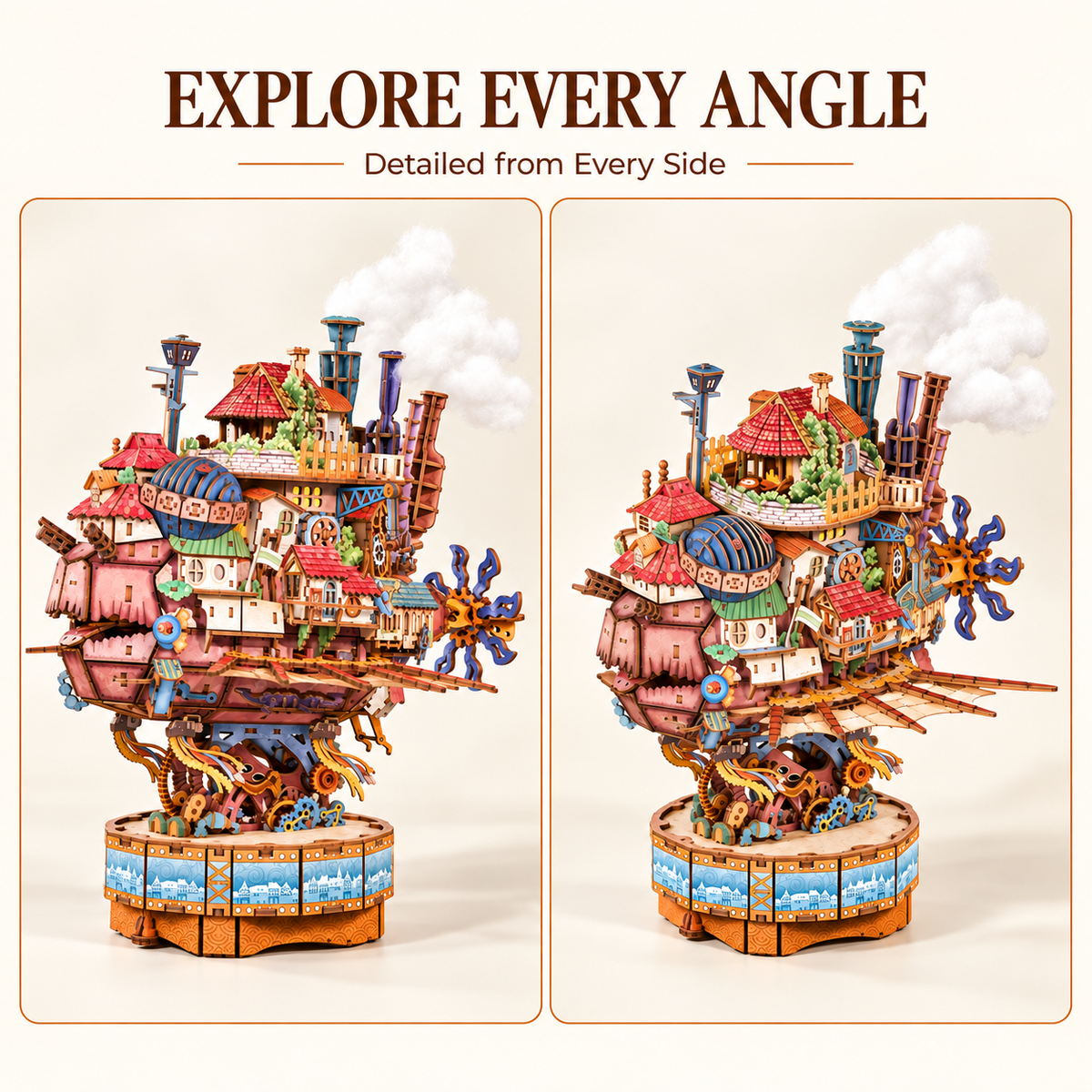 3D Wooden Puzzle Kit – Walking Castle, 830 Pieces | Gift for Puzzle Lovers
