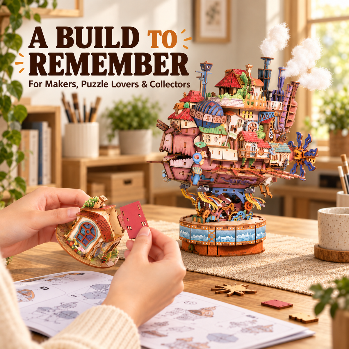 3D Wooden Puzzle Kit – Walking Castle, 830 Pieces | Gift for Puzzle Lovers