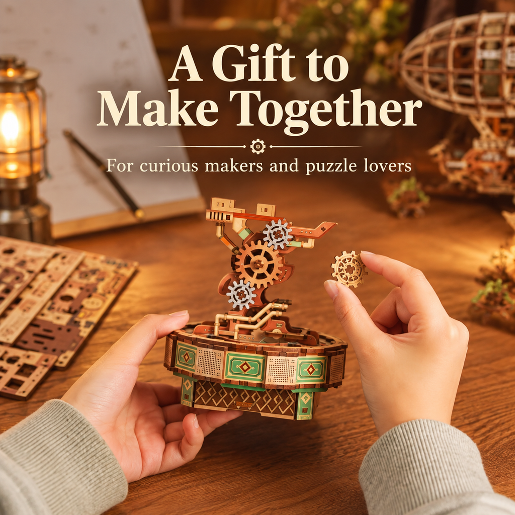 Steampunk Airship 3D Wooden Puzzle – 515-Piece Mechanical Model Kit